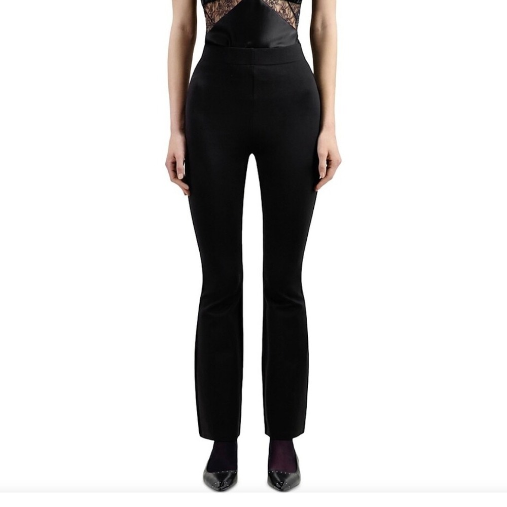 The Kooples Milano Black Flared Leg Pull On‎ Pants Size 8 Viscose Blend